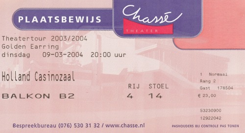 Golden Earring ticket#B2_4-14 Breda - Chassé Theater